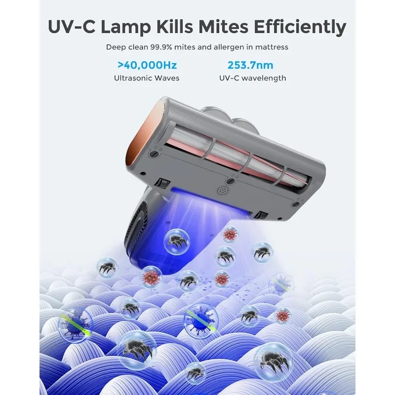Кровать-пылесос с датчиком пыли: пылесос для матраса мощностью 500 Вт, 13 кПа с УФ-излучением, ультразвуком и высоким нагревом
