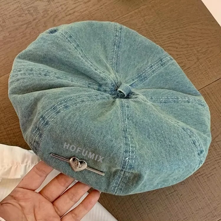 HOFUMIX Cowboy beret spring and autumn Korean version of cloud washed beret versatile bud painter hat Japanese newsboy hat