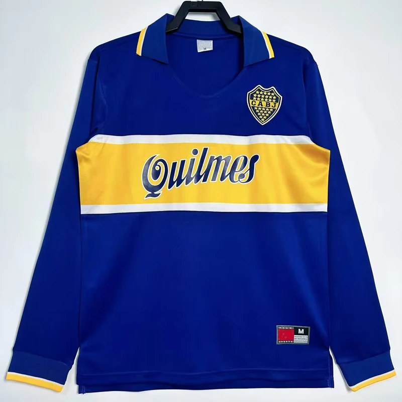 Camisa de Futebol Retro Boca Juniors 1996-1997, Uniforme de Estádio Masculino, Estilo Messi Maradona, Roupa para Fãs de Esportes