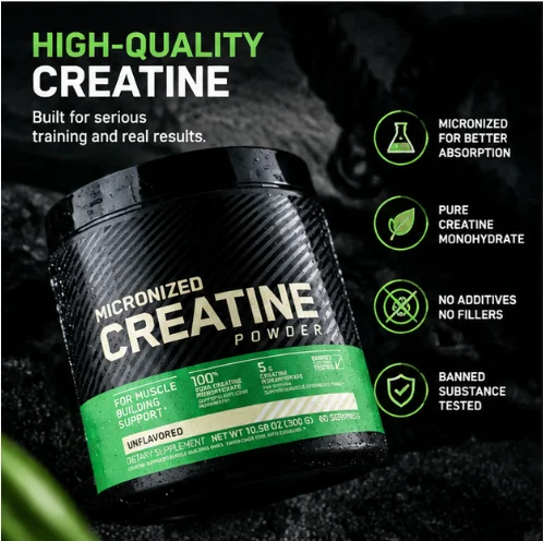 Pure Unflavored Micronized Creatine Powder Fine Dissolvable Powder for Workout Fitness Daily Nutrition 300 Gram