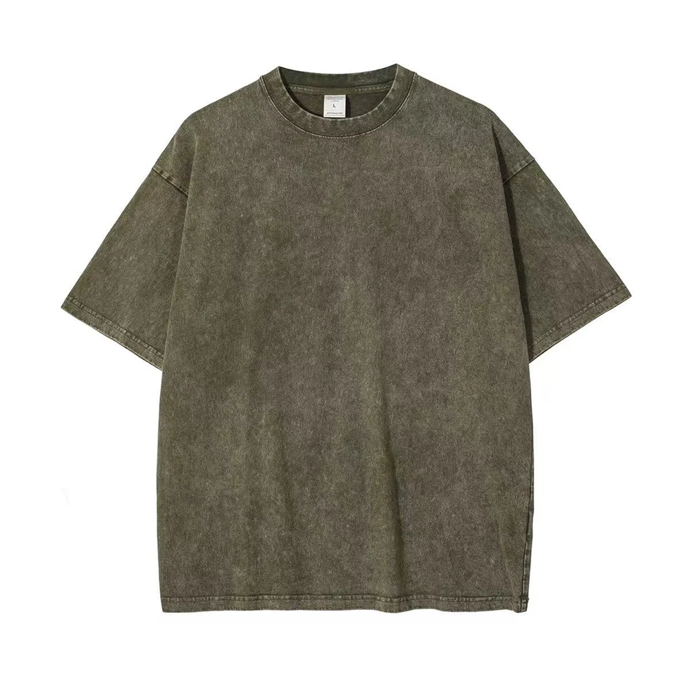 

2026 Summer T-shirt Heavy Cotton Vintage Washed Men T-Shirt Oversized Short Sleeve Loose Streetwear Short Sleeve Tops Tees