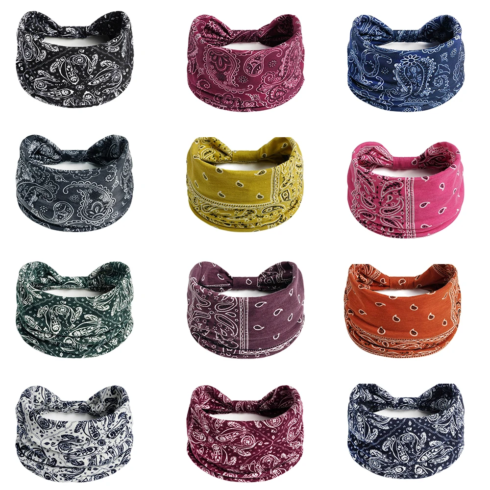 Damen-Stirnband, breit, um das Haar gewickelt, extra großes Kopftuch-Stirnband, für Yoga, Laufen, Schweißabsorption, Sport, elastisches Stirnband – Detail 3