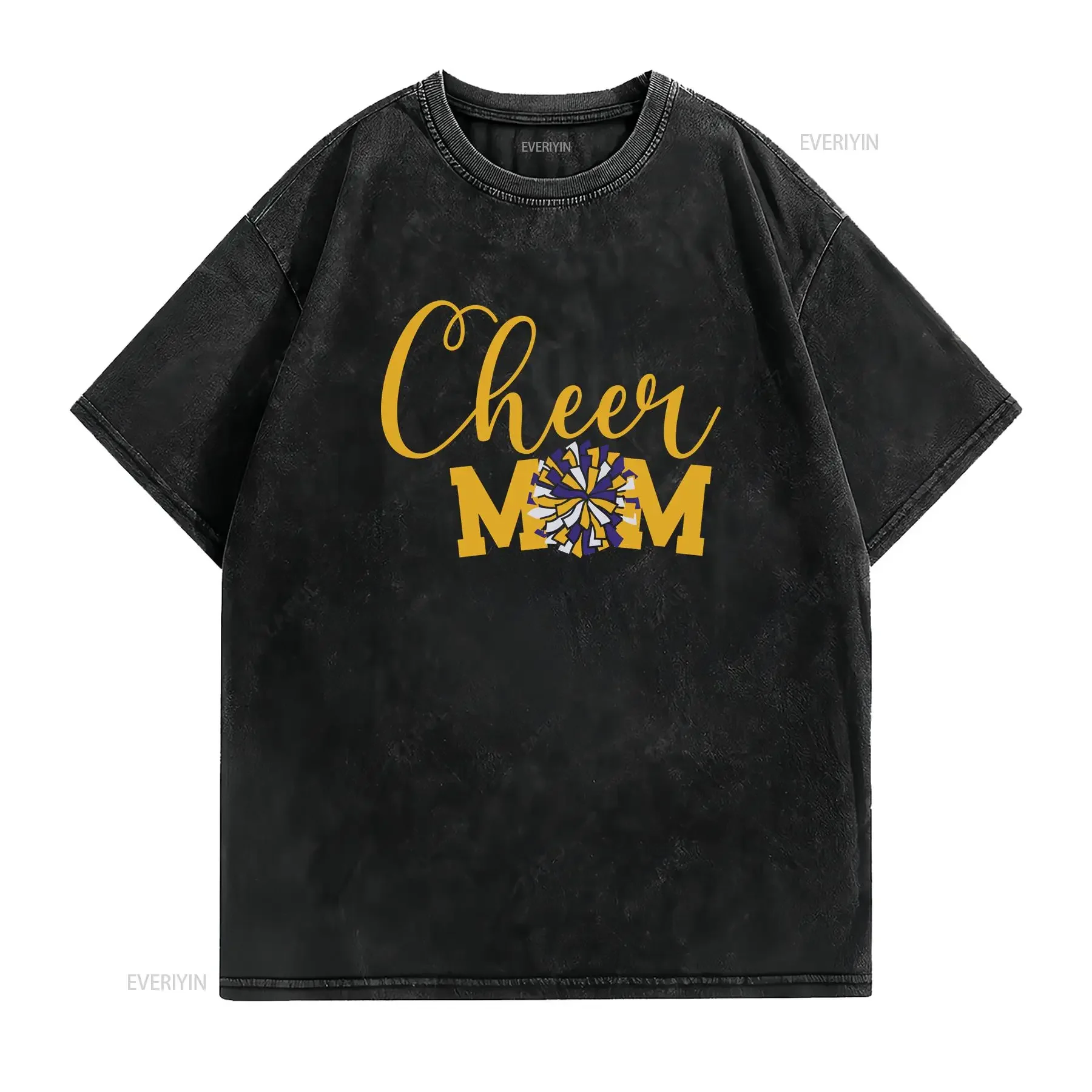 Cheer Mom T Shirt Pom Coquette Idea Sports vintage Washed streetwear Unisex Breathable Slightly Comfortable Casual