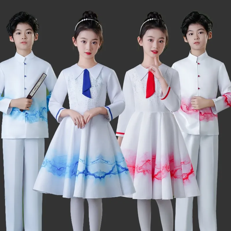 

New New Year's Day Children's Choral Dress, Chinese Style Patriotic Recitation Performance Dress
