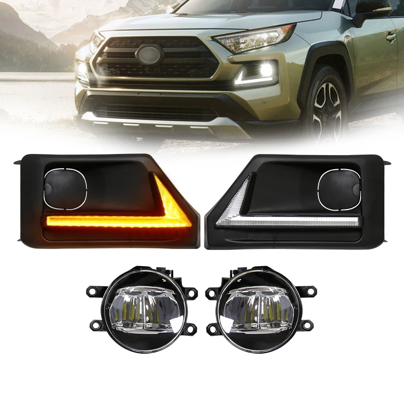 

For Toyota RAV4 Adventure 2019 2020 2021 Front Bumper Led DRL Daytime Running Light Turn Signal White Yellow Fog Lamp Waterproof