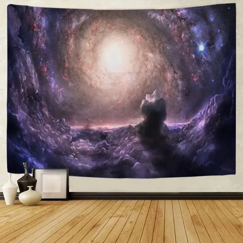 

Starry tapestry wall hanging, sun, moon, Bohemia, psychedelic landscape, witchcraft, home wall decoration, black and white