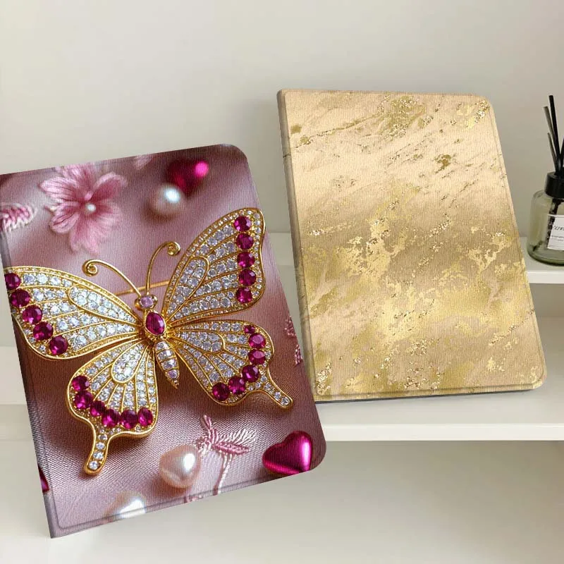 

Butterfly Brooch Ruby Pearl Tablet Case For Samsung Tab Galaxy S6 S11 A A7 A8 A9 A11 10.1 10.4 10.5 Plus Lite Gift