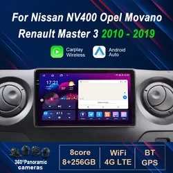 For Nissan NV400 Opel Movano Renault Master III 3 2010 - 2019 Car Multimedia Player QLED IPS Screen Wireless Carplay WiFi 4G