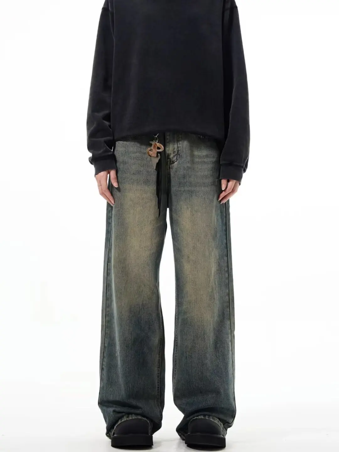 

American Retro Vibe Men's Design Jeans Loose Wide Leg Pants Youthful Trendy Wear Resistant Straight Cut Daily Wear