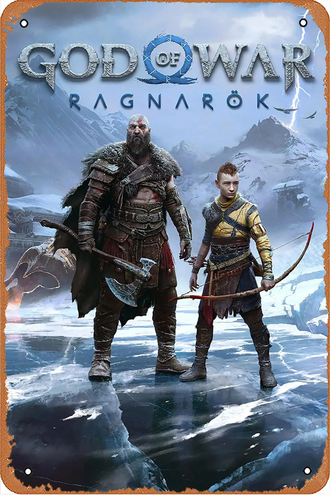 God Of War Ragnarok Ps5 Game Poster Metal Sign Tin Metal Retro Wall Decor for Home,Street,Gate,Bars,Club,Restaurants,Cafes,Store