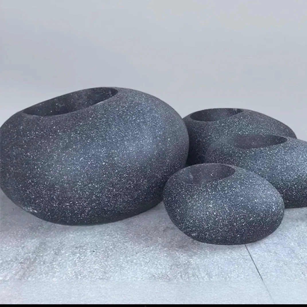 FRP floor-standing flower pot ornaments for hotels, outdoor flower vessels, sandstone pebbles