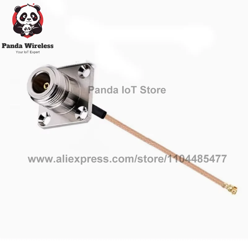 2Pcs RG178 Waterproof UFL U.FL to N Female 4 Hole Flange Bulkhead N Male Right Angle Connector Extension RF Pigtail Cable