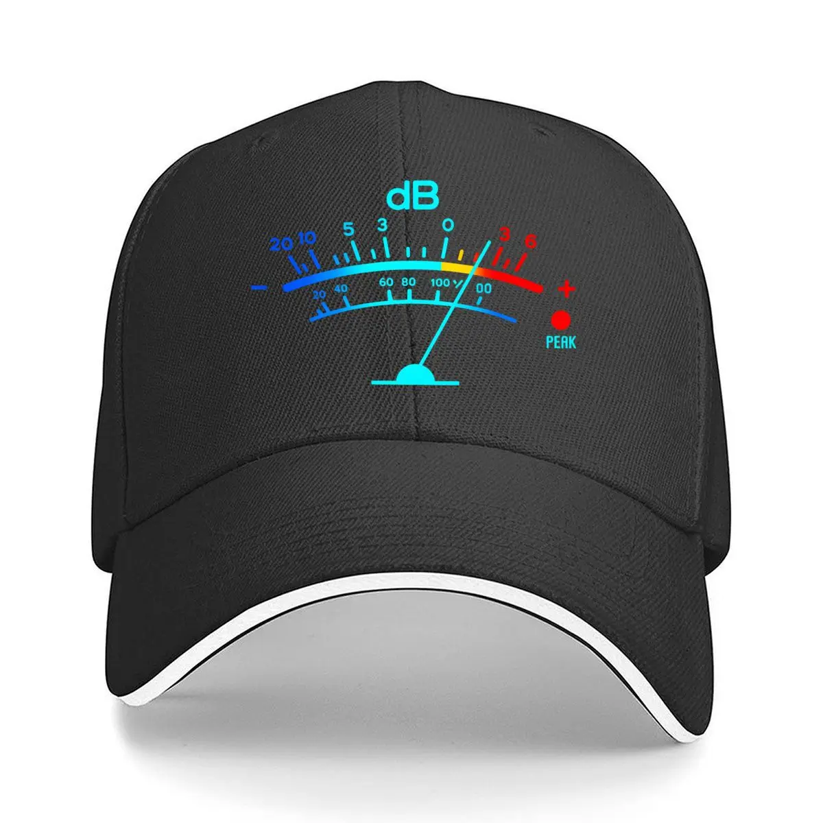 Db PEAK Audio Volume Meter Gauge Graphic Sandwich Baseball Cap Women Unisex Male