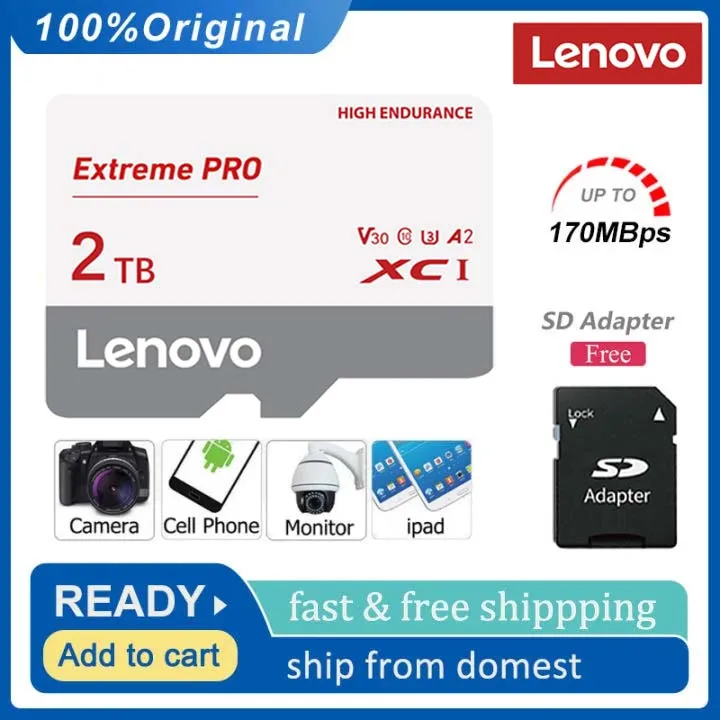 Lenovo Memory Card 2TB 1TB Micro TF SD Card 256GB High Speed Mini SD Card 512GB 128GB Class 10 TF Card For Nintendo Switch Ps5