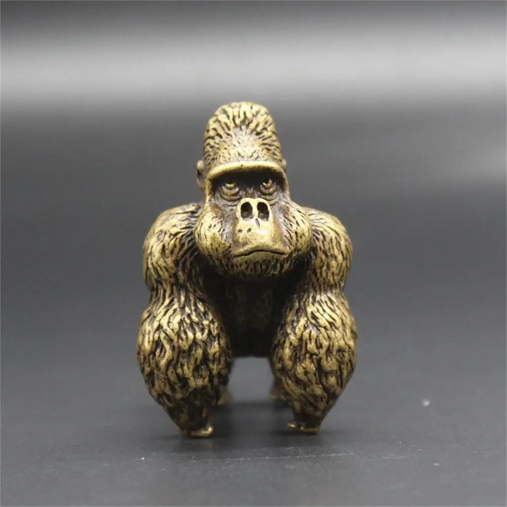 Gorilla Statue Decorative Gorilla Figurine Freestanding Copper Gorilla Sculpture Vividly Engraved Gorilla Decoration Home Decor
