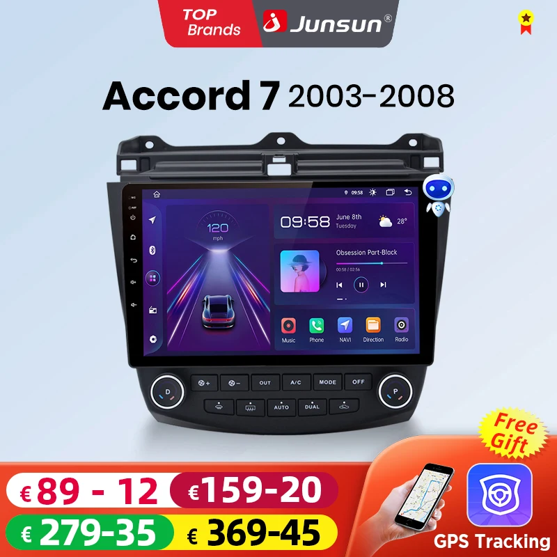 Junsun Wireless CarPlay Android Auto Car Radio For Honda Accord 7 2004 -2008 GPS Multimedia 2 din Intelligent Systems Stereo