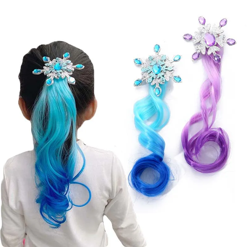 Gradient Snowflake Wig Hair Clips for Girls Lovely Princess Hairpins Anime Elsa Snowflake Hairgrip Barrettes Hair Accessories