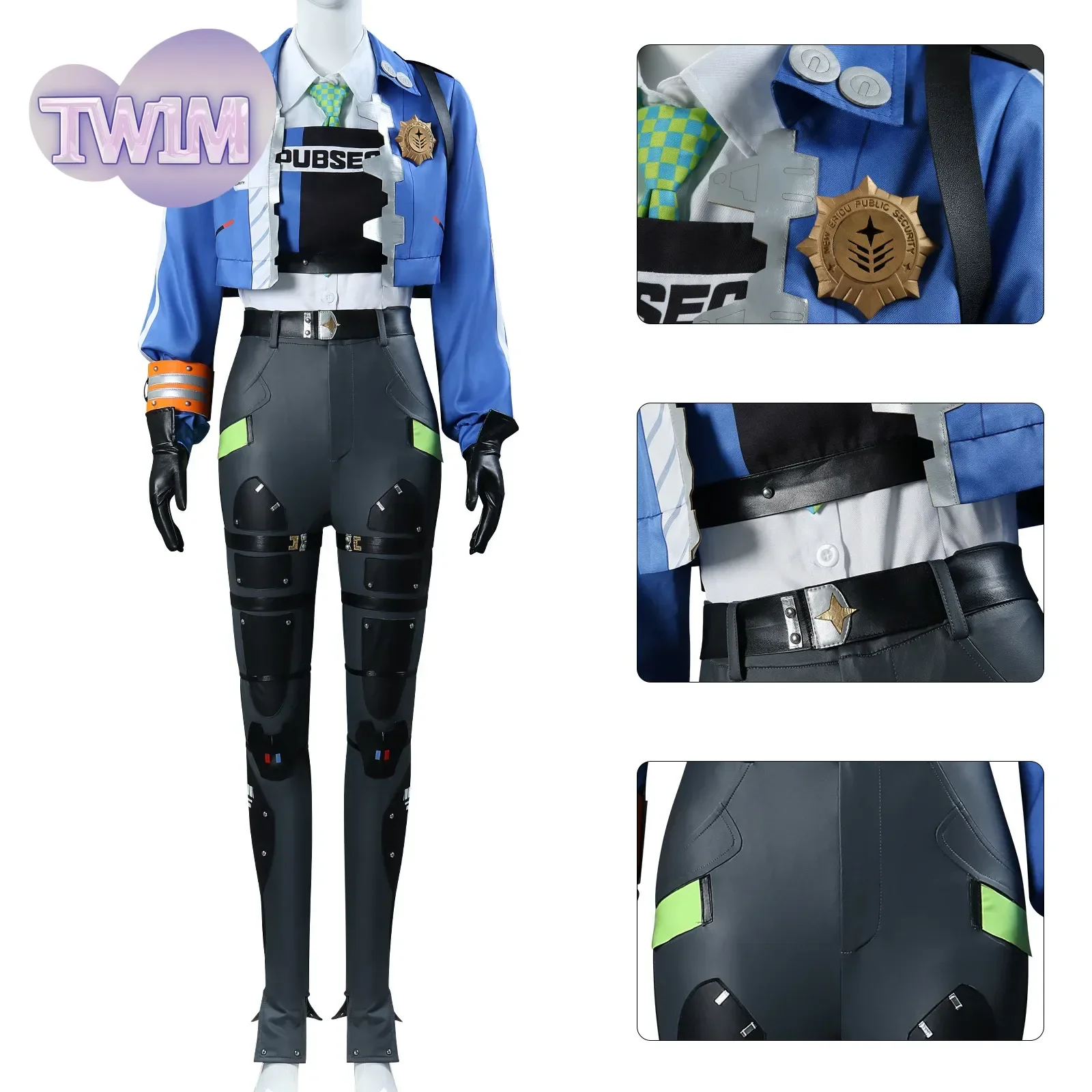 Anime Game Zenless Zone Zero Zhu Yuan Halloween Cosplay Costume Wig Shoes Criminal Investigation Special Response Team Outfit