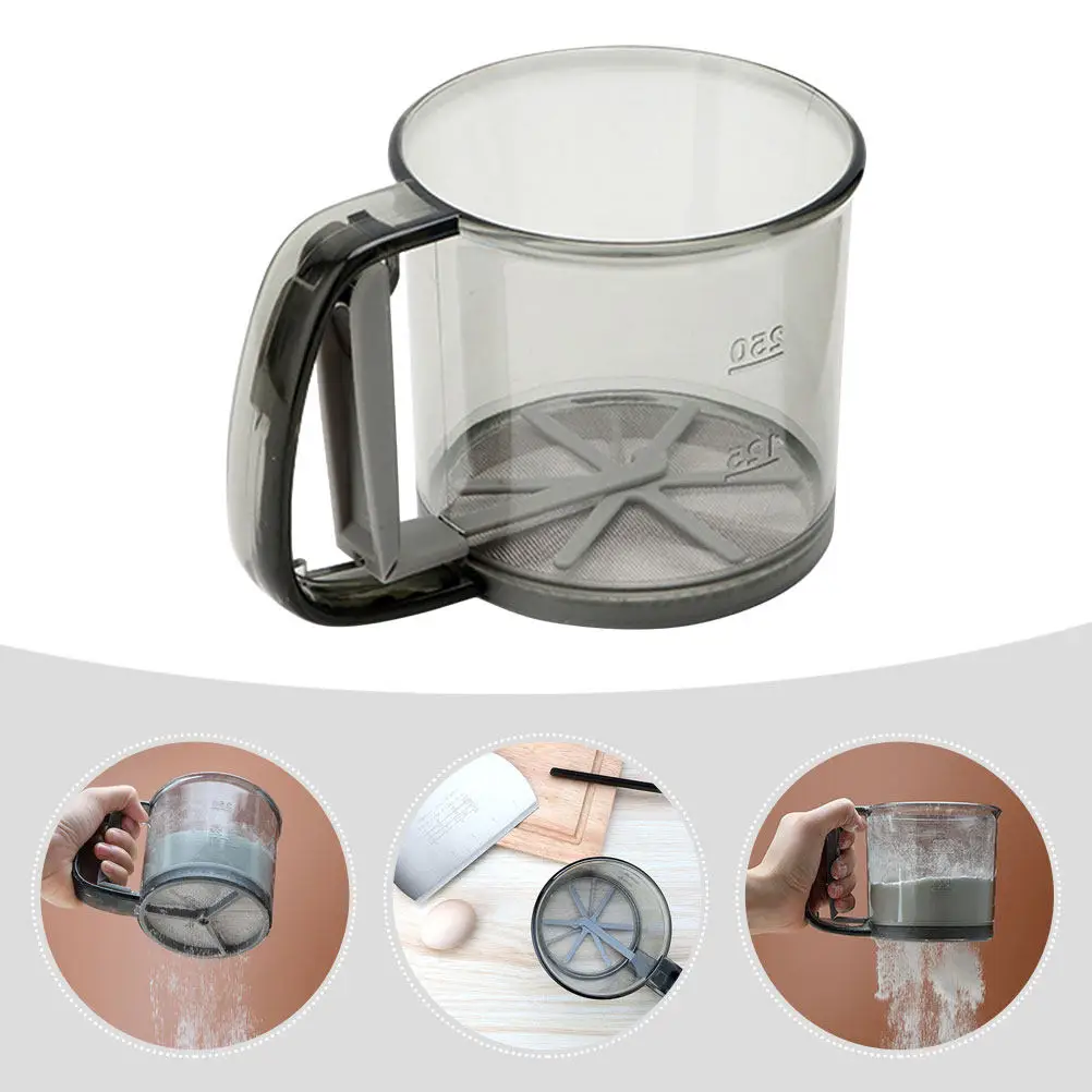 Handheld Flour Sifter Cup with Ergonomic Handle Dense Mesh for Baking Powdered Sugar Cocoa Almond Flour Kitchen Bakery Tool