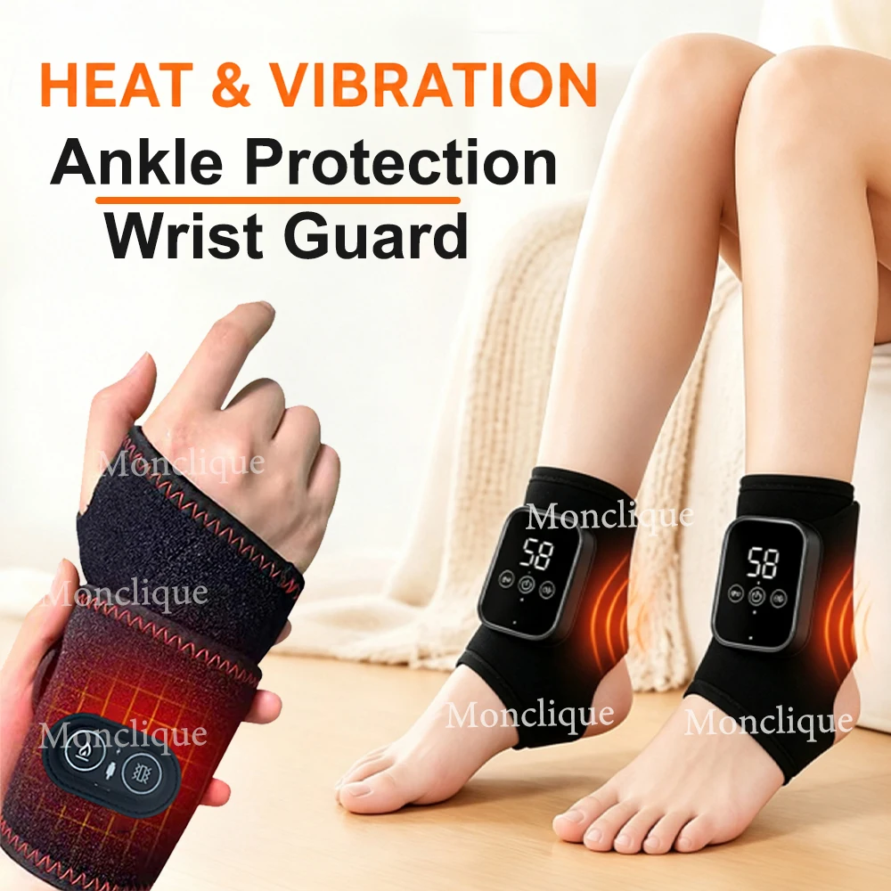 Electric Heating Ankle Massager 3-speed Heating Vibration Adjustment Joint Support Belt Promotes Blood Circulation USB Charging