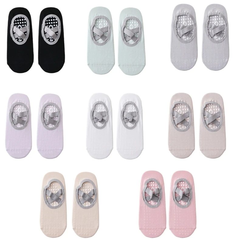 

Women Nonslip Grip and Straps Bandage Cotton Yoga Socks Invisible Low Cut Socks