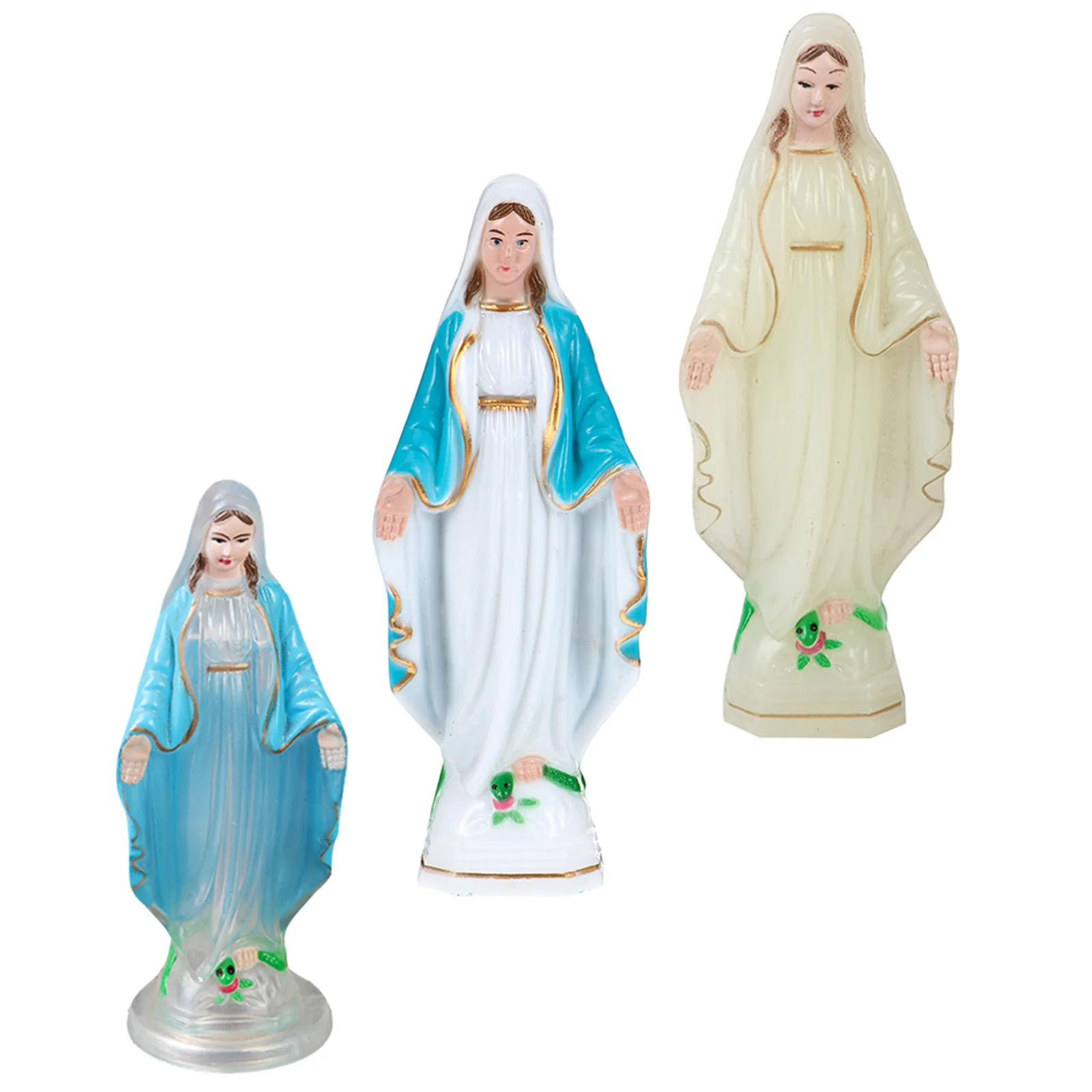 

3Pcs Plastic Virgin Mary Sculpture Catholic Ornament Home Garden Decoration Religious Desktop Catholicism Adornment