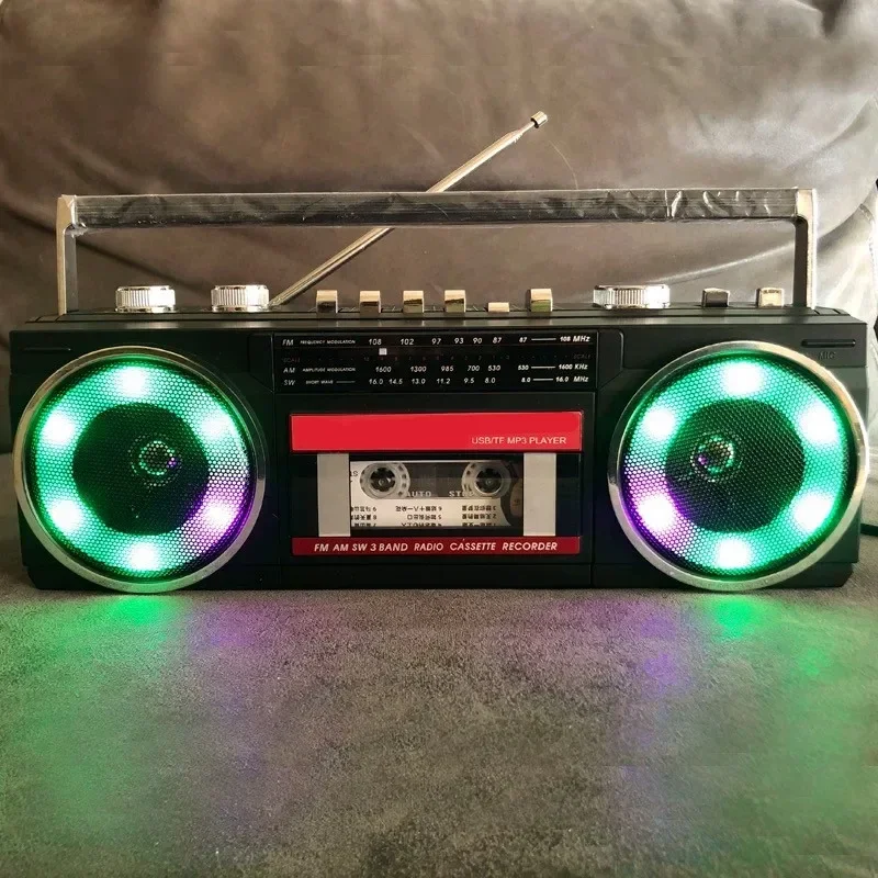 Retro portátil multibanda FM cinta Radio Bluetooth altavoz al aire libre multifuncional tarjeta USB Audio MP3 reproductor de música entrada de auriculares