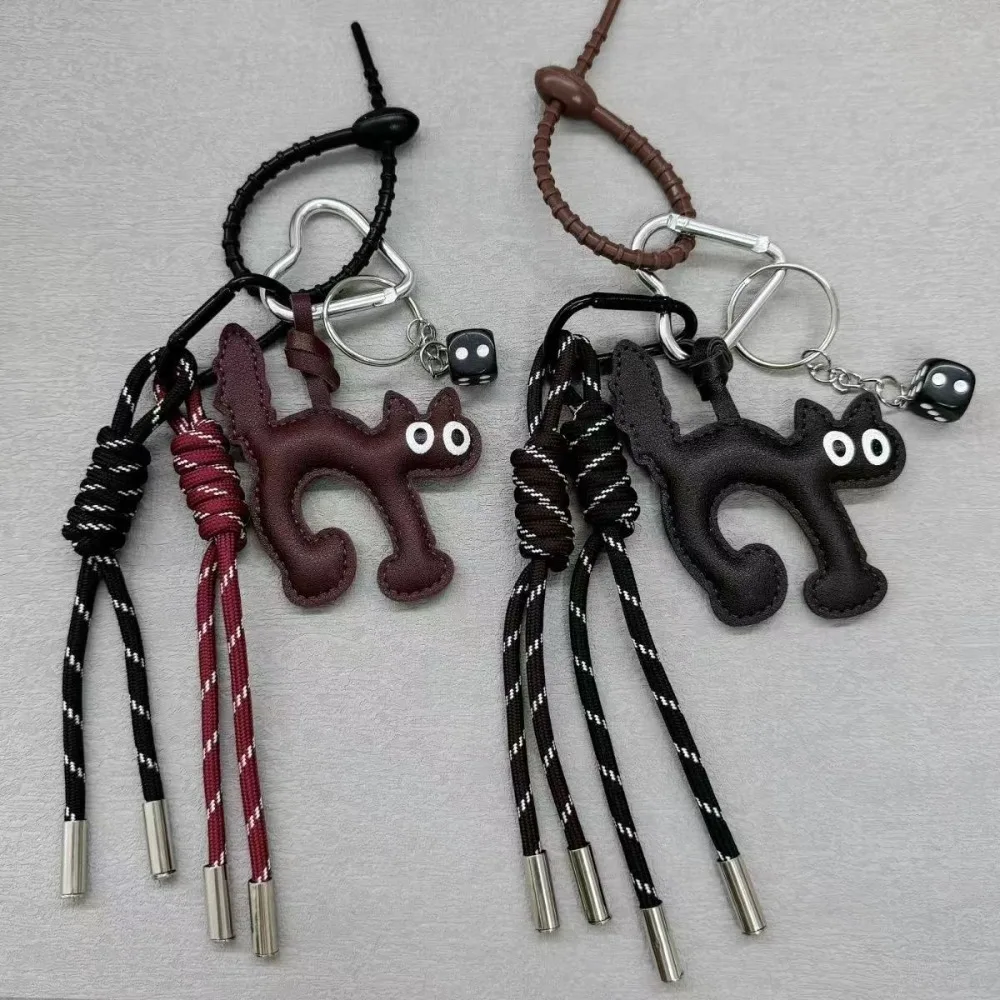 

Fashion Leather Cat Doll Pendant Woven Rope Multifunctional Decoration Couple Doll Hanging Doll Keychain Couple Gifts