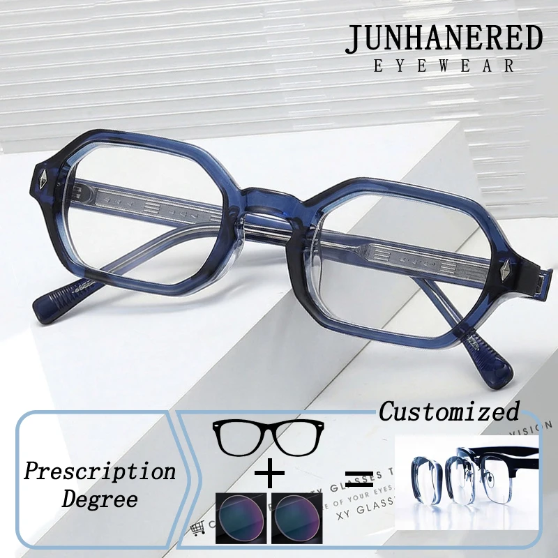 

Polygon Frame Legs Metal Core Inspection Photochromic Prescription Glasses Anti Blue Light Hyperopia Myopia Astigmatism Eyewear