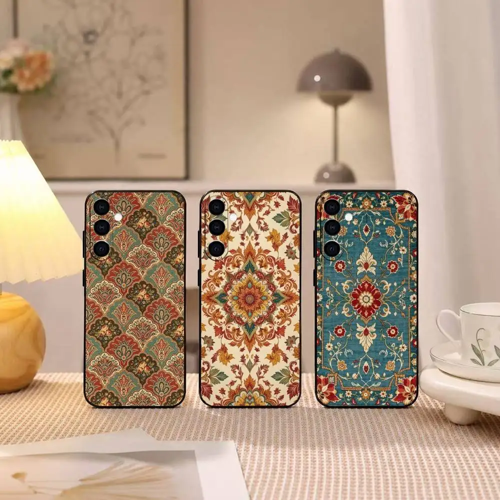 Vintage Persian Style  gift Phone Case For Samsung Galaxy A73,A72,A71,A70,A53,A52,A51,Soft Silicone Black Cover