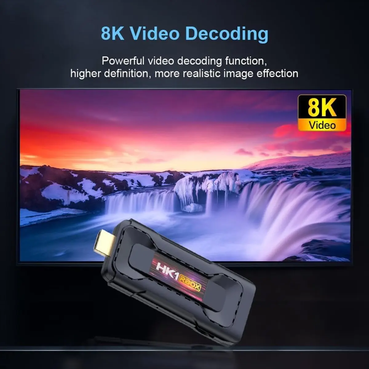 popop HK1RBOX D8 Android 13.0 TV Stick 2G+16GB RK3528 Quad-Core ARM Corter TV BOX, Support Dual 2.4G/5G WiFi6,BT 5.0, USB 3.0