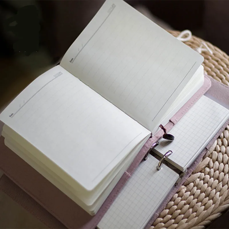 Cotton Pink Note Books Embroidery Wreath Loose Leaf A5 / A6 Binder Notebook Diary Cover Artist Moterm Ring Planners Notepad