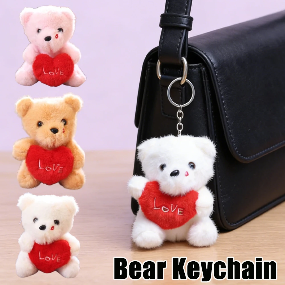 

Милые плюшевые брелоки-мишки, целующиеся друг о друга, романтический подарок для пары на День святого Валентина, очаровательный брелок для сумки в форме сердца