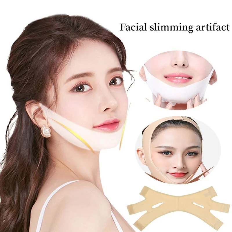 

2pcs Facial Lifting V-face Slimming Bandage Mask Kits Elastic V Line Shaper Chin Lift Firming Devices Anti Aging Wrinkle Remover
