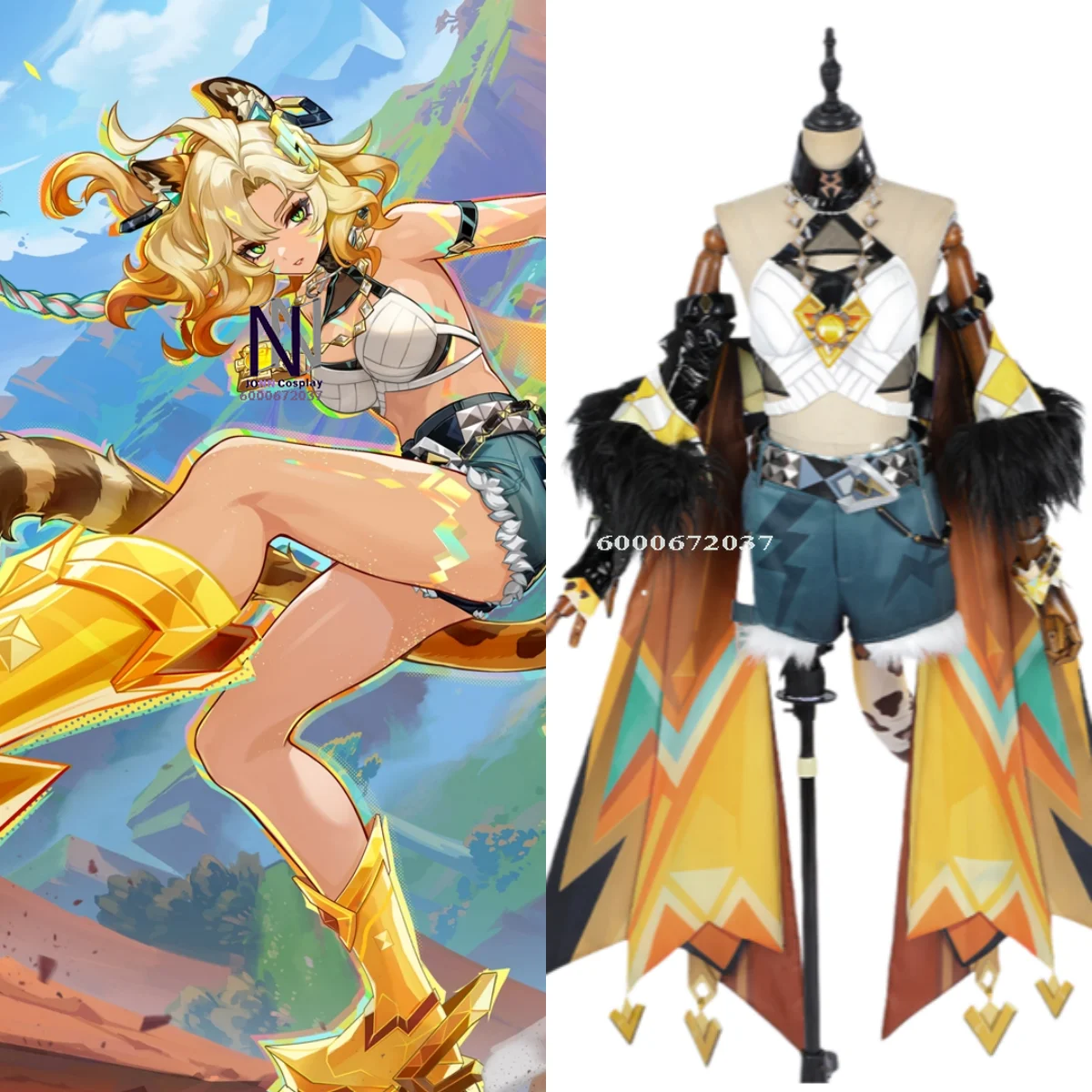 

Hot Game Genshin Impact Cosplay Costume Anime Xilonen Role Playing Top Shorts Tail for Women Comic Con Halloween Party Suits