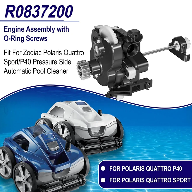 Replacement for Polaris R0837200 Quattro Sport Pressure Side Automatic Pool Cleaner, with O-Ring Screws, Black