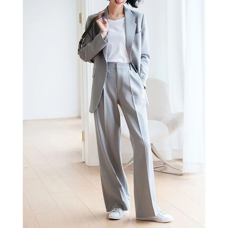 Allingentle Women's Suit Pantsuit 2 Piece 1-Button Blazer & Pants Fashion Regular Fit Suit for Casual Office Customize