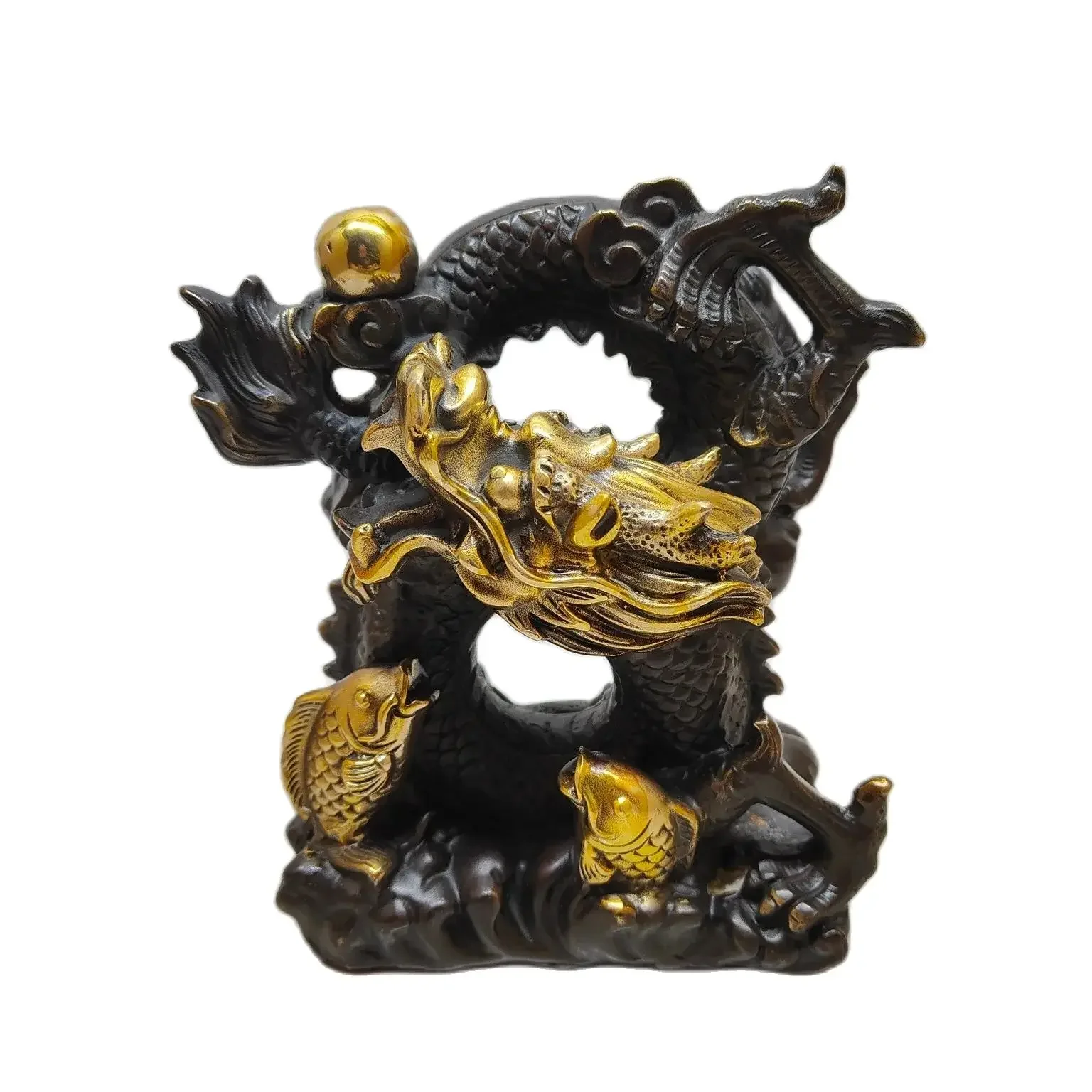 Wholesale brass, purple copper, gilded golden dragon ornaments, Feng Shui fish leaping dragon gate ornaments, handicrafts