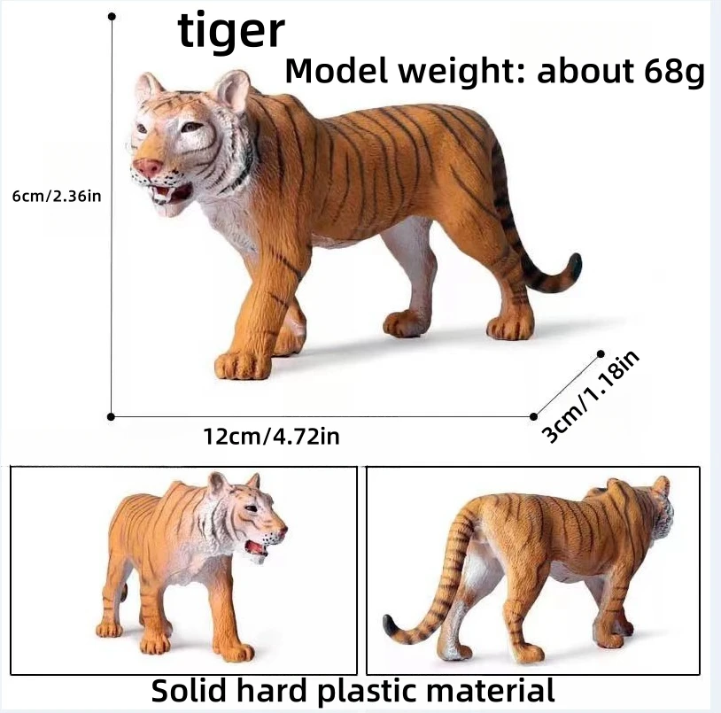 PVC Solid Wildlife Series Figurines - Gorilla Tiger Lion Panda Elephant Hippo Brown Bear Rhino Giraffe Zebra Camel Buffalo Home