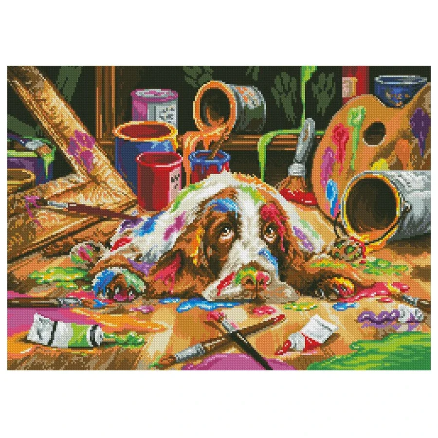 

Набор для вышивки крестом для щенка, милый щенок, собака, рисунок животных, рукоделие для вышивки своими руками, Luca-S, B2415