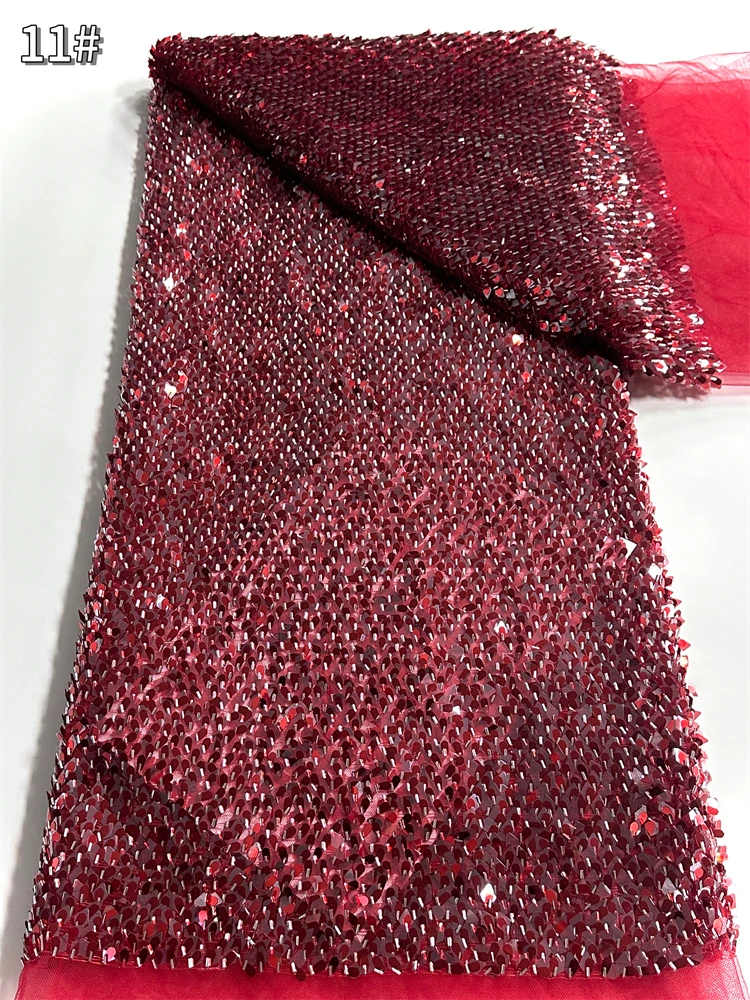 

2025 Luxury French Tulle Net Lace with Sequins African Nigerian Embroidered Lace Fabric Lace Fabric for Sewing