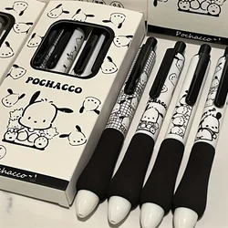 Sanrio pochacco-速乾性のインクペンセット,滑らかな筆記,耐久性のある文房具,愛らしいデザイン,4個