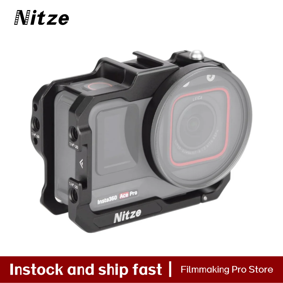 

Клетка для камеры Nitze для Insta 360 Ace Pro 2, Ace Pro/Ace, с переходновым кольцом фильтра 52 мм