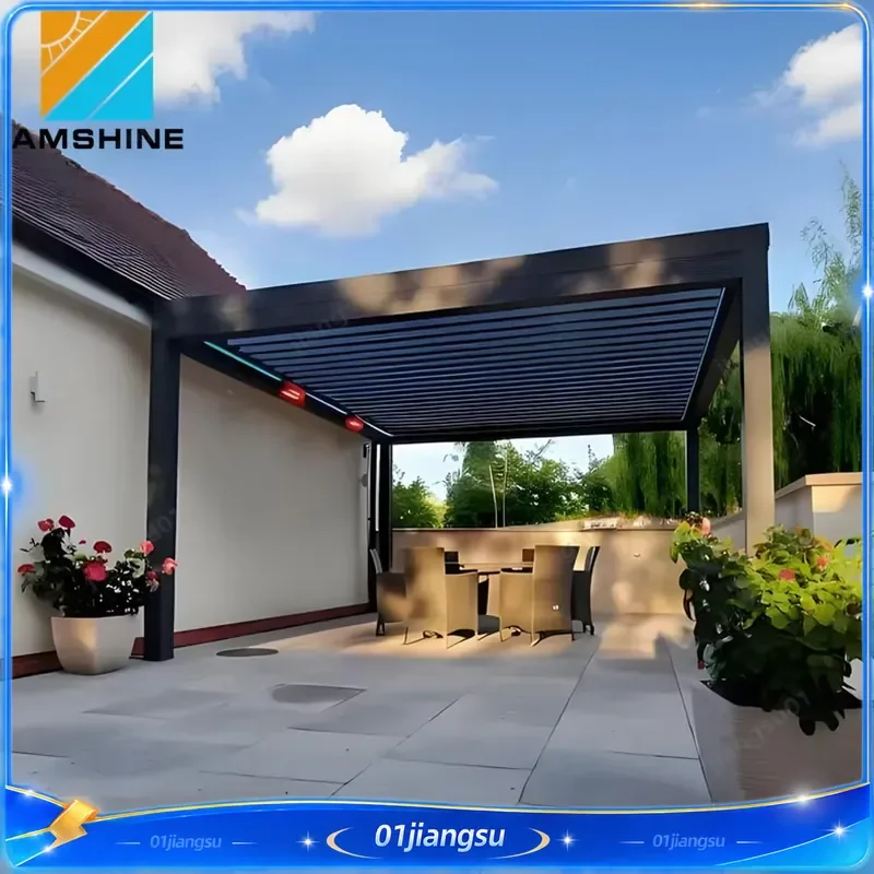 Modern Motorized Aluminum Pergola Kit Waterproof Outdoor Garden Gazebo for Deck Patio Canopy Shade Structure Heavy Duty