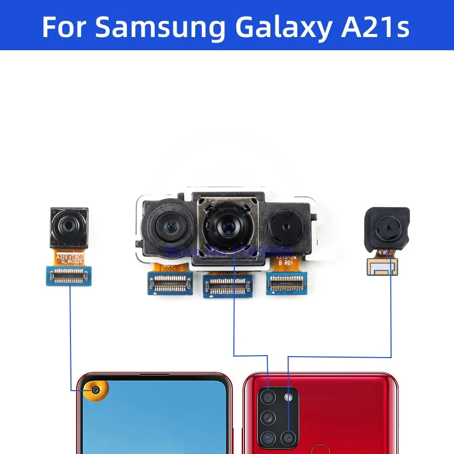 Main Big Back Rear Camera for Samsung Galaxy A21s, Front Facing Small Flex Cable, Wide Angle, SM-A217F, DS, A217M, A217F, DSN