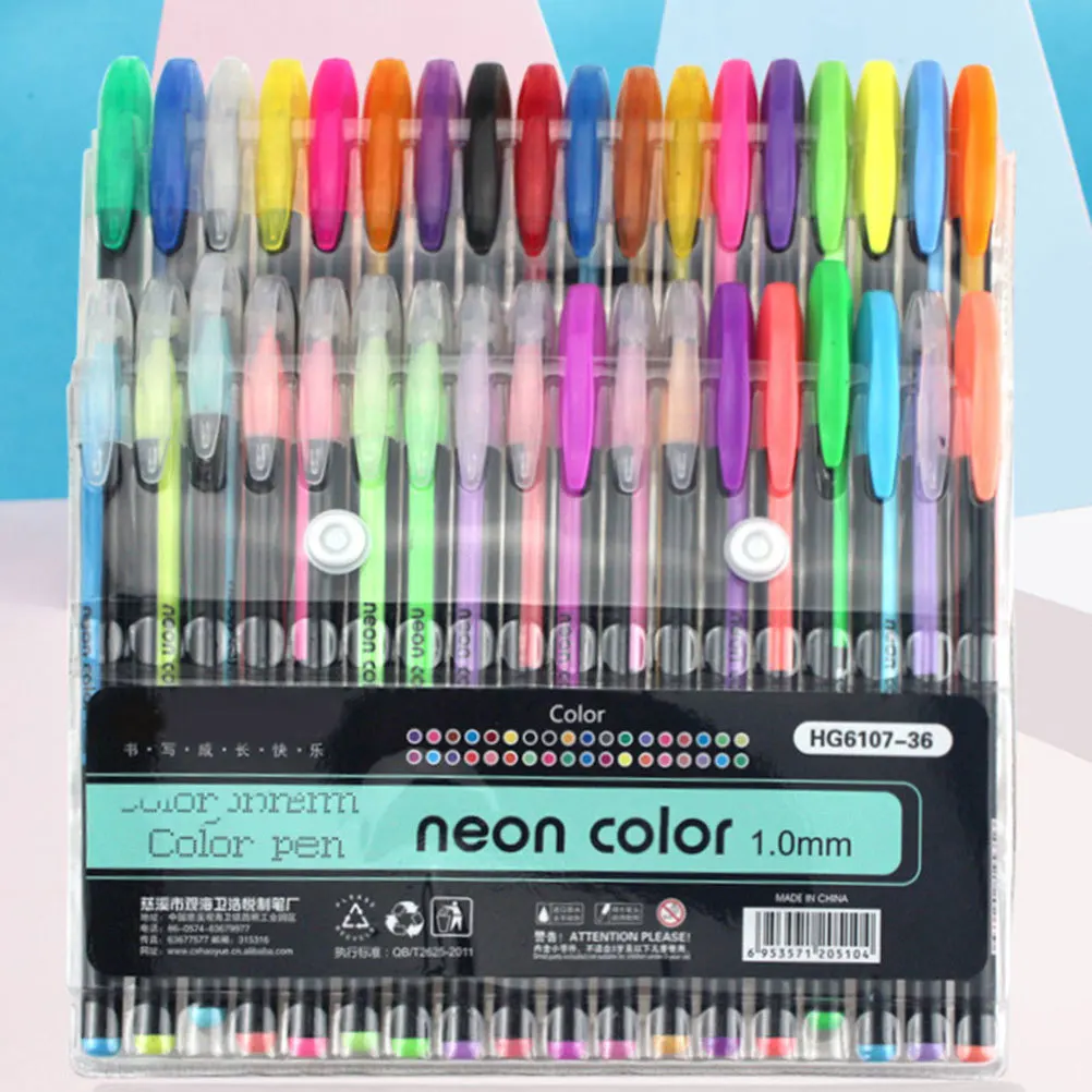 

48pcs Fluorescent Pen Refills 1.0Mm Gel Ink Pens For Crafting Scrapbooking Coloring Books Handmade Cards Art Supplies Neon