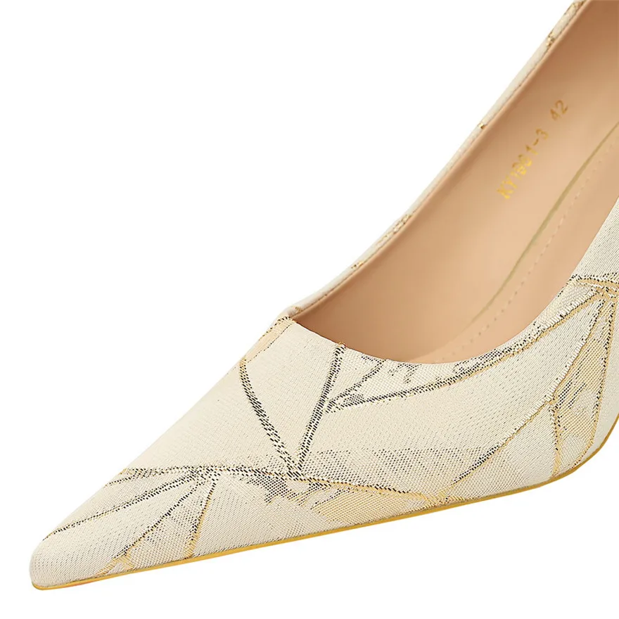 5.5CM Metal Heel Comfort Ladies Office Shoes 2025 New Pointed Toe High Heels Women Black Apricot Soft Fabric Fashion Dress Pumps