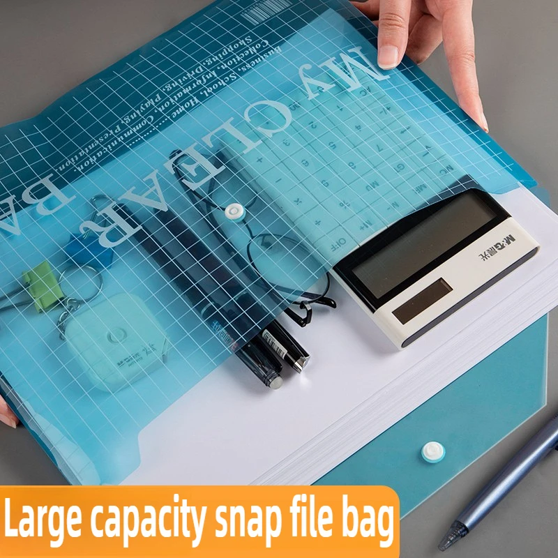 100/5 PCS A4 투명 파일 가방 플라스틱 문서 파일링 보관 가방 파일 폴더 정보 포켓 폴더 편지지