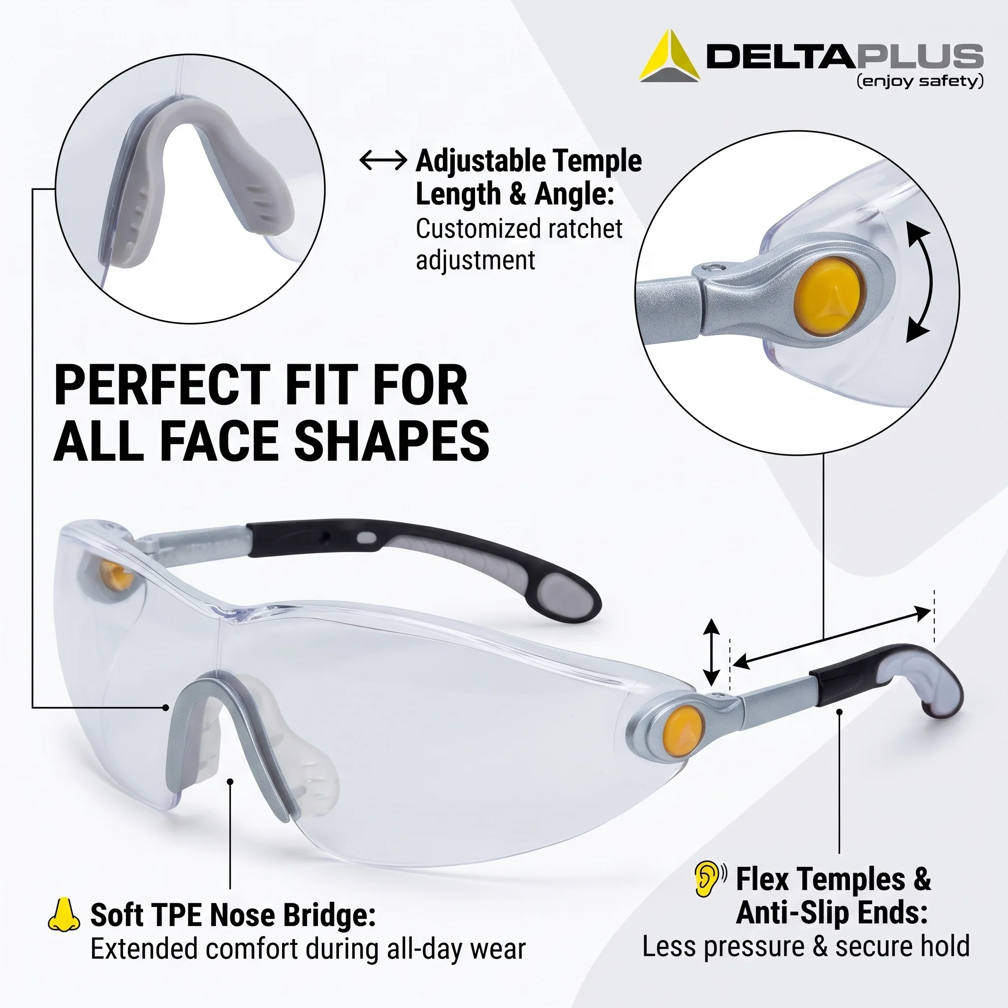 Delta Plus VULCANO2 CLEAR Safety Glasses Anti Fog Scratch Resistant Protective Eyewear Work Goggles Clear Lentes de Seguridad