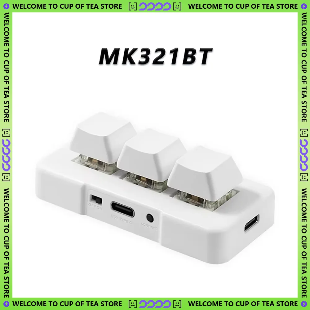 MK321BT Customized 3-Key Mini Keyboard with USB Bluetooth Dual Mode Macro Programming Office Work Game Designers Multimedia